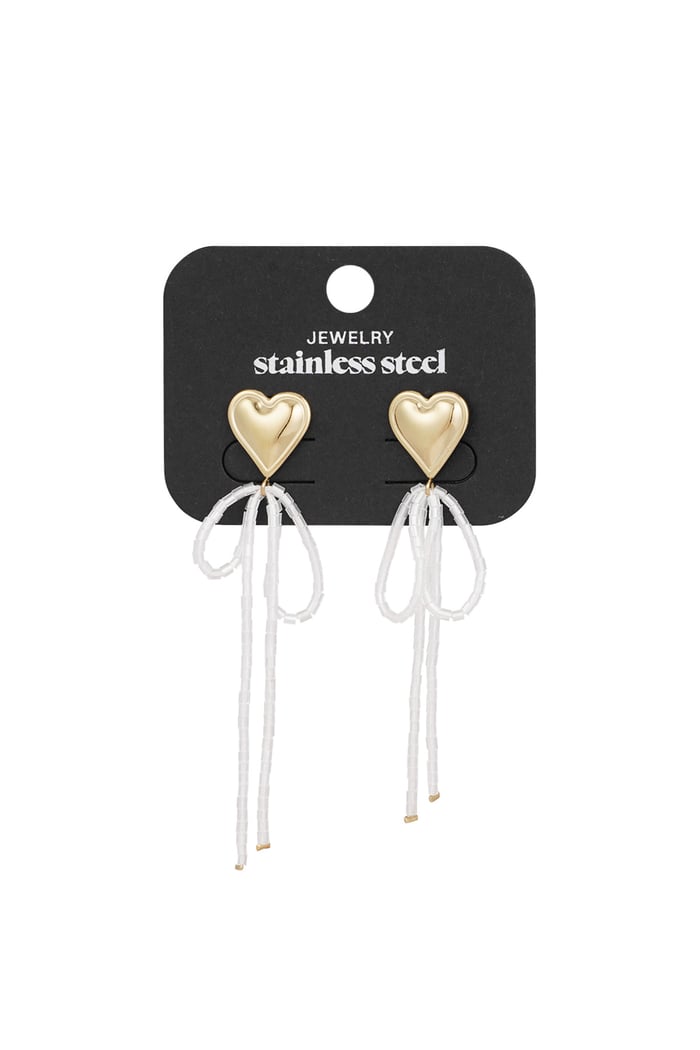 Earrings bow to my heart - white Gold color Picture3